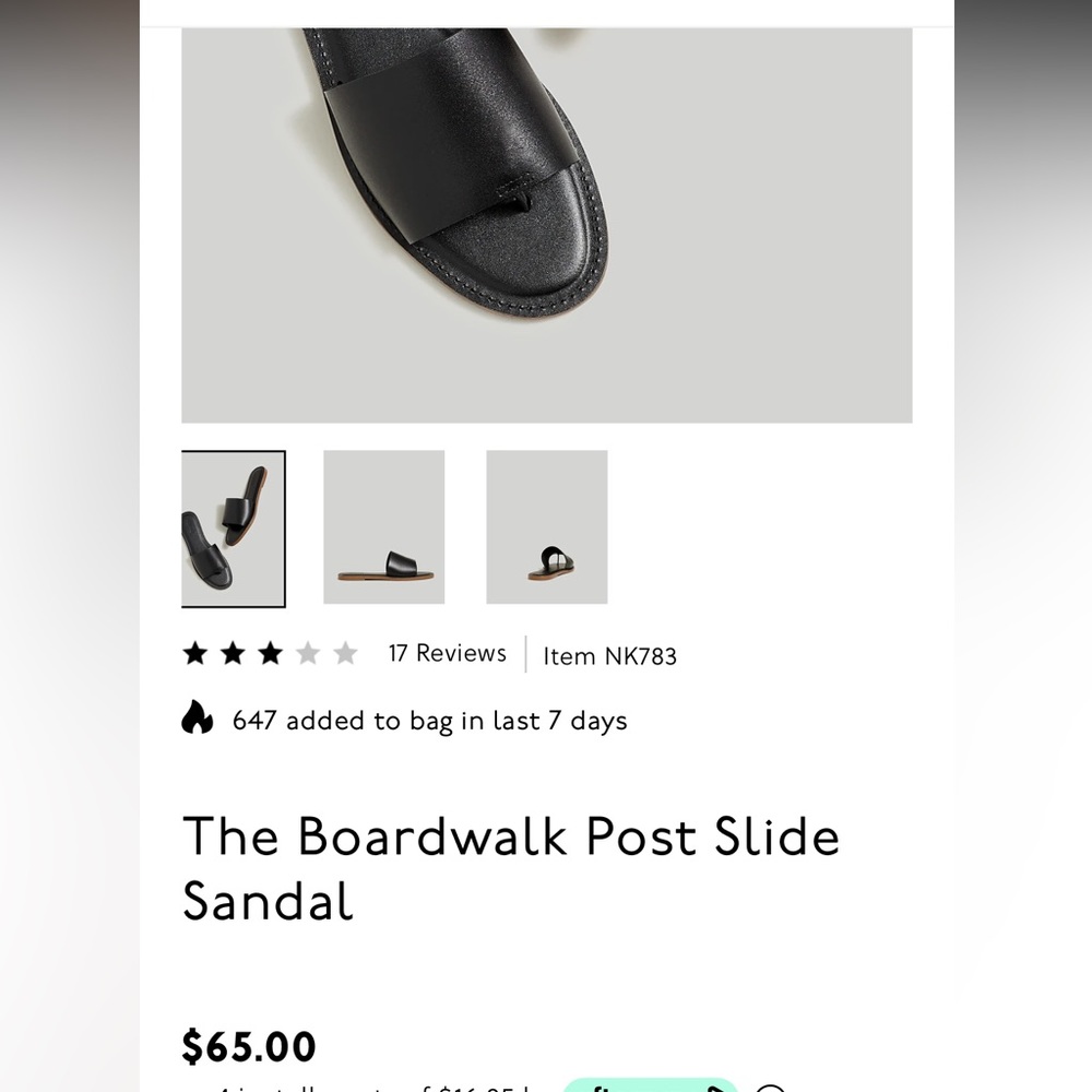 Size 9 Madewell Boardwalk Black Slides